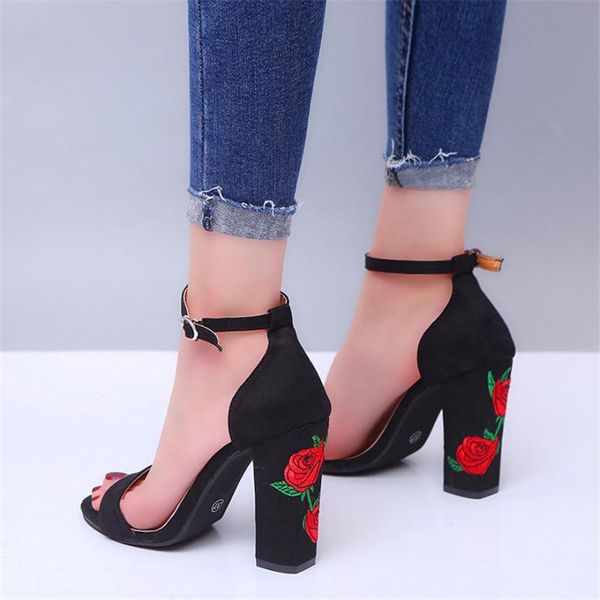 women high heels plus size embroidery pumps flower ankle strap shoes female flock two piece party wedding sandals open toe, Black
women high heels plus size embroidery pumps flower ankle strap shoes female flock two piece party wedding sandals open toe, Black