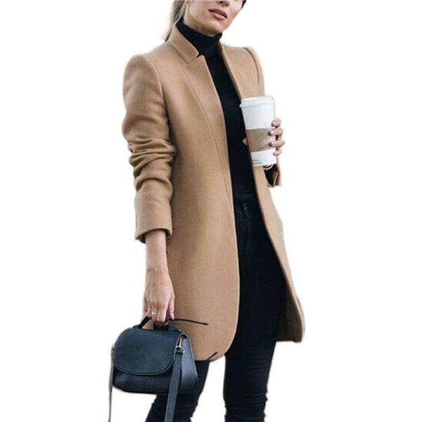women's wool & blends ladies winter warm office shopping women coat outwear fashion solid stand collar elegant slim fit outdoor trench, Black
women's wool & blends ladies winter warm office shopping women coat outwear fashion solid stand collar elegant slim fit outdoor trench, Black