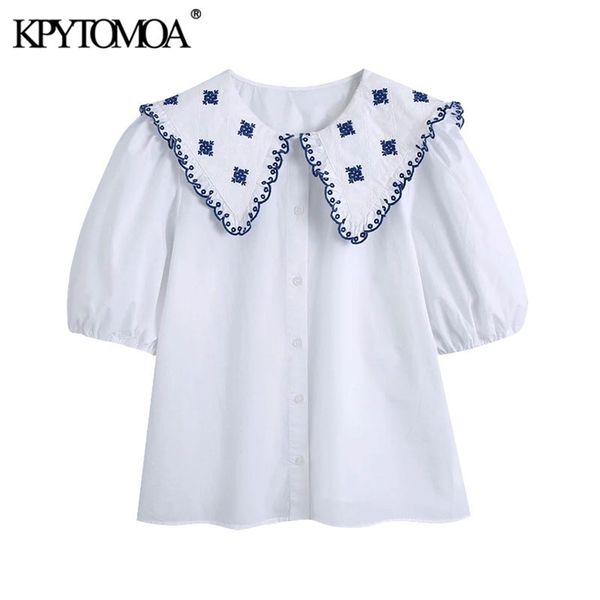 women sweet fashion patchwork embroidery poplin blouses vintage puff sleeve button-up female shirts chic 210421, White
women sweet fashion patchwork embroidery poplin blouses vintage puff sleeve button-up female shirts chic 210421, White