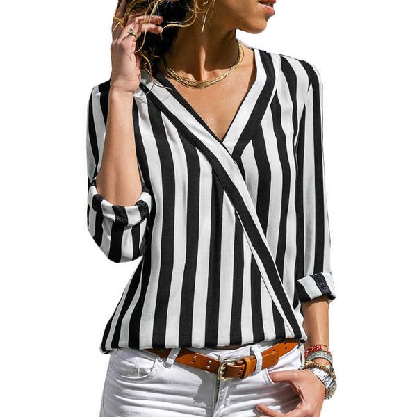 summer women striped blouse v-neck long sleeve shirts casual work wear chiffon shirt plus size ladies blouses 210608, White
summer women striped blouse v-neck long sleeve shirts casual work wear chiffon shirt plus size ladies blouses 210608, White