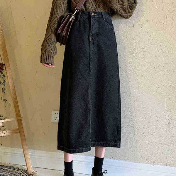 skirts autumn winter fashion womens denim vintage wash high-waisted split female ladies all-match a line jeans p57k, Black
skirts autumn winter fashion womens denim vintage wash high-waisted split female ladies all-match a line jeans p57k, Black