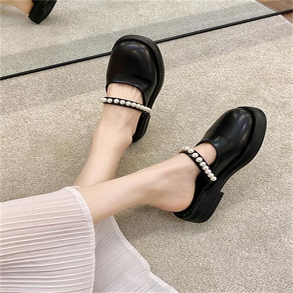 slippers women's summer 2021 fashion retro one foot kick platform shoes luxurious pearl non slip baotou half drag hausschuhe, Black
slippers women's summer 2021 fashion retro one foot kick platform shoes luxurious pearl non slip baotou half drag hausschuhe, Black