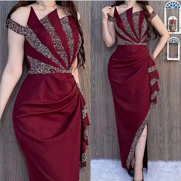 2021 arabic dubai burgundy prom dresses off shoulder silver crystal beads sheath satin side split black girls cocktail party evening gowns a
2021 arabic dubai burgundy prom dresses off shoulder silver crystal beads sheath satin side split black girls cocktail party evening gowns a