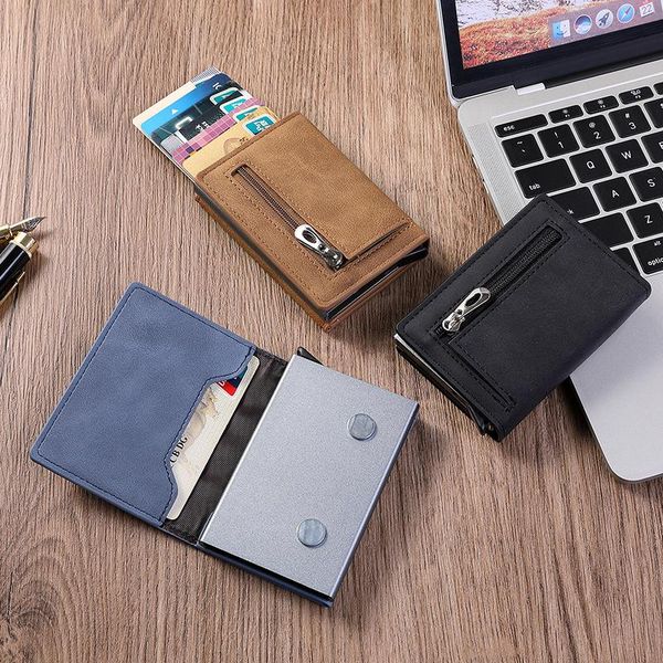 card holders yambuto men's pu leather zipper strong magnetic force rfid aluminium holder large capacity bank package purse bags, Brown;gray
card holders yambuto men's pu leather zipper strong magnetic force rfid aluminium holder large capacity bank package purse bags, Brown;gray
