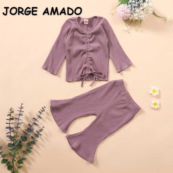 wholesale spring kids open navel home wear 2 pcs sets waffle stripe long sleeve flare pants girls outfits e6151 210610, White
wholesale spring kids open navel home wear 2 pcs sets waffle stripe long sleeve flare pants girls outfits e6151 210610, White