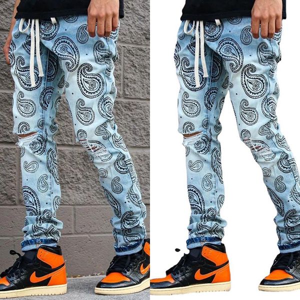 men's jeans straight men spot european and american ins printing denim trousers black holes, Blue
men's jeans straight men spot european and american ins printing denim trousers black holes, Blue