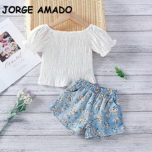 summer kid girl 2-pcs sets white t-shirt + floral shorts sweet style toddler outfits children clothes e237 210610
summer kid girl 2-pcs sets white t-shirt + floral shorts sweet style toddler outfits children clothes e237 210610