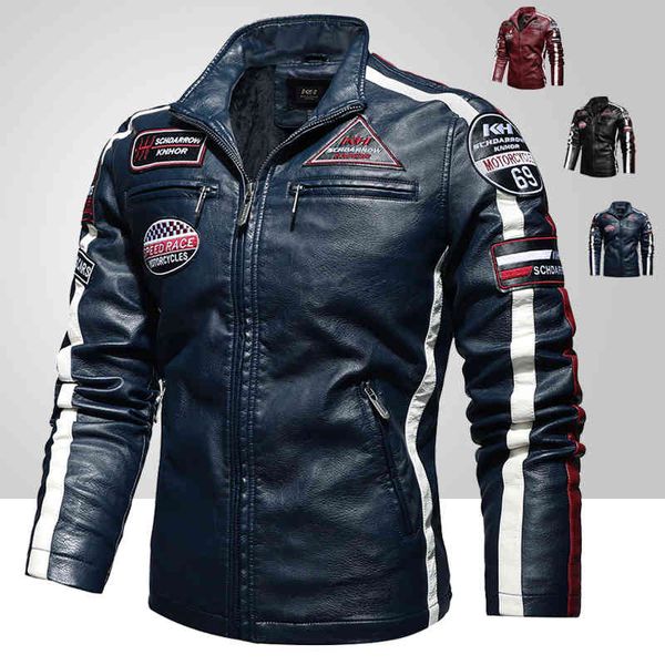 mens vintage motorcycle 2021 men fashion new biker leather et male embroidery bomber coat winter fce pu overcoat, Black
mens vintage motorcycle 2021 men fashion new biker leather et male embroidery bomber coat winter fce pu overcoat, Black