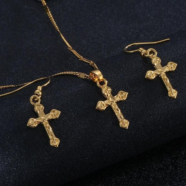 earrings & necklace cross pendant gold color crucifix christian trendy jewelry set, Silver
earrings & necklace cross pendant gold color crucifix christian trendy jewelry set, Silver