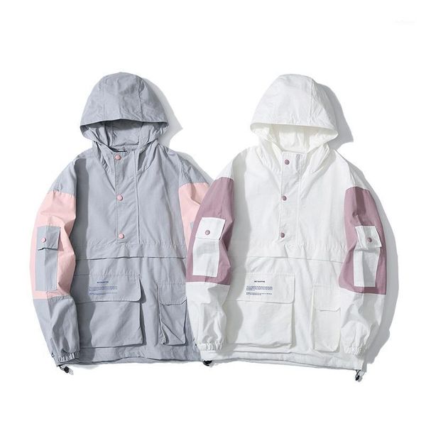men's jackets autumn men women windbreaker two-color stitching casual fashion japanese loose jacket coat pink/white powder/grey, Black;brown
men's jackets autumn men women windbreaker two-color stitching casual fashion japanese loose jacket coat pink/white powder/grey, Black;brown