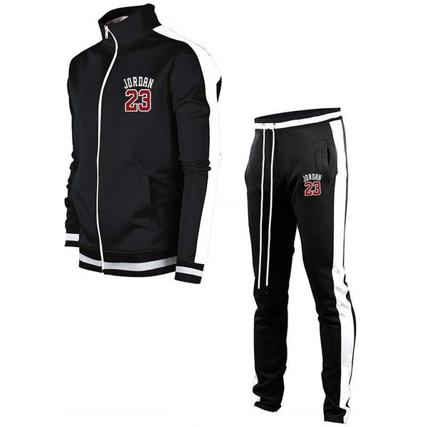 men's tracksuits autumn suit long sleeve pants casual sports stitching cardigan coat trend, Gray
