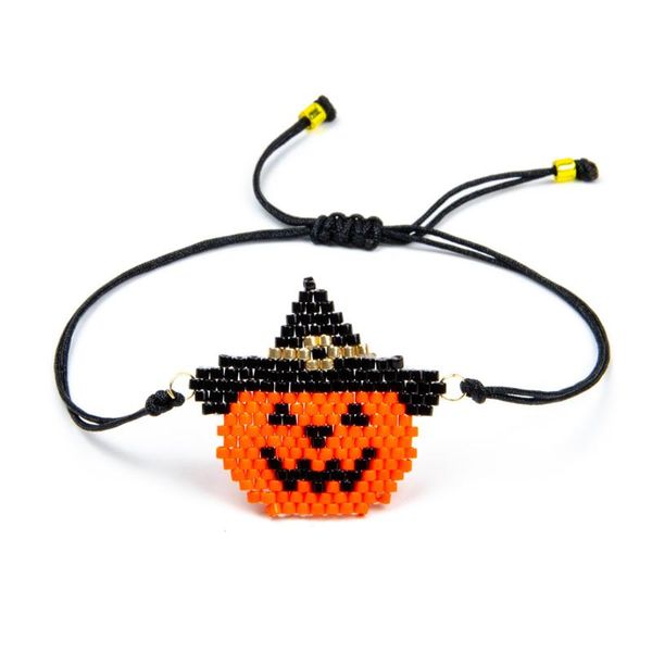 halloween gift pumpkin face woven simple bracelet link, chain, Black 
halloween gift pumpkin face woven simple bracelet link, chain, Black
