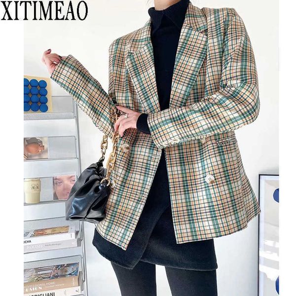 xitimeao women fashion autumn plaid suit work office lady loose double breasted casual female blazer coat 210604, White;black
xitimeao women fashion autumn plaid suit work office lady loose double breasted casual female blazer coat 210604, White;black