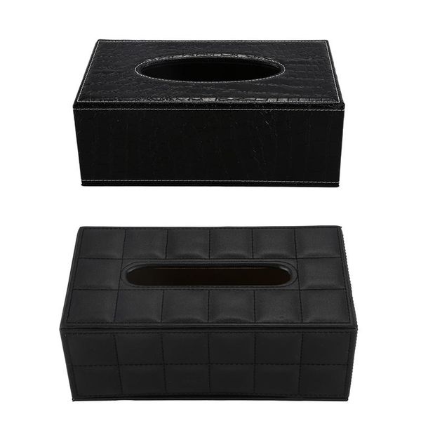 tissue boxes & napkins 2pcs home car rectangle pu leather box paper holder case cover napkin black - sheepskin grain crocodile