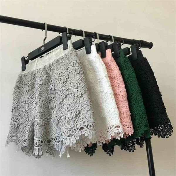 8 colors hollow lace short pants summer black feminino short beach elastic high waist c4417 210621, White;black
8 colors hollow lace short pants summer black feminino short beach elastic high waist c4417 210621, White;black