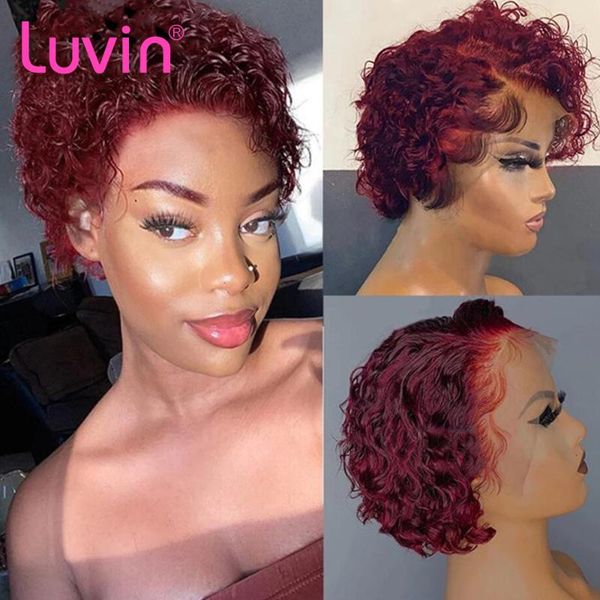 lace wigs luvin t part short bob water curly pixie cut wig human hair for women deep wave burgundy 99j, Black;brown
lace wigs luvin t part short bob water curly pixie cut wig human hair for women deep wave burgundy 99j, Black;brown