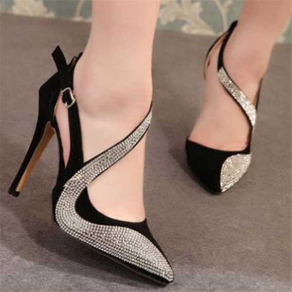 women sandals flock buckle strap 11cm thin heels high pointed toe bling cover heel shoes sandalias mujer 2021, Black
women sandals flock buckle strap 11cm thin heels high pointed toe bling cover heel shoes sandalias mujer 2021, Black