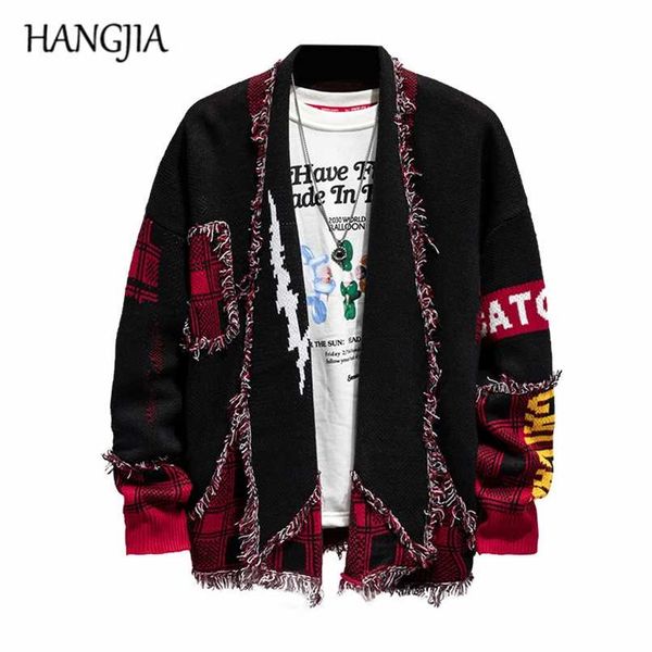 hip hop colorblock tassel cardigan sweater harajuku streetwear patch cardigans outwear men raw edges plaid knitted sweaters 211018, White;black
hip hop colorblock tassel cardigan sweater harajuku streetwear patch cardigans outwear men raw edges plaid knitted sweaters 211018, White;black