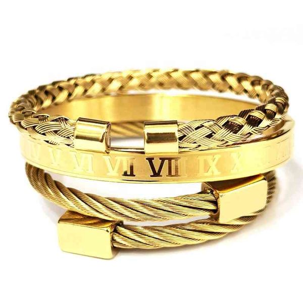 3pcs set stainls steel punk bracelet men fashion roman numeral bracelet bangle cable wire bangle bracelet, Golden;silver
3pcs set stainls steel punk bracelet men fashion roman numeral bracelet bangle cable wire bangle bracelet, Golden;silver
