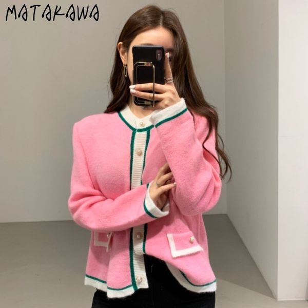 matakawa fashion loose temperament contrast women's sweater autumn winter korean round neck knitted cardigan coat 210513, White;black
matakawa fashion loose temperament contrast women's sweater autumn winter korean round neck knitted cardigan coat 210513, White;black