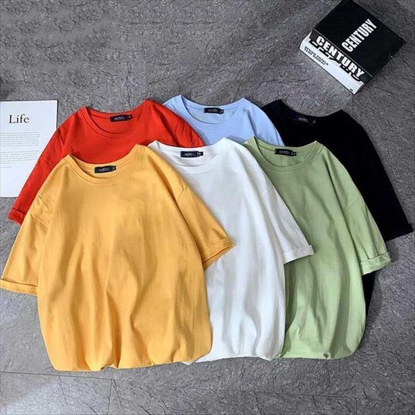 basic cotton summer oversized women solid tees 7 color casual loose korean o neck female, White
basic cotton summer oversized women solid tees 7 color casual loose korean o neck female, White