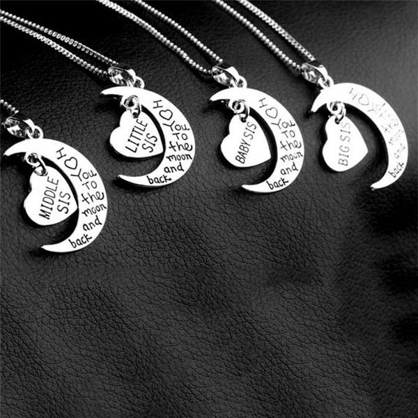 pendant necklaces little/big/baby/middle/sister i love you to the moon and back women's fashion jewelry necklace pendant,sister gift he, Silver
pendant necklaces little/big/baby/middle/sister i love you to the moon and back women's fashion jewelry necklace pendant,sister gift he, Silver
