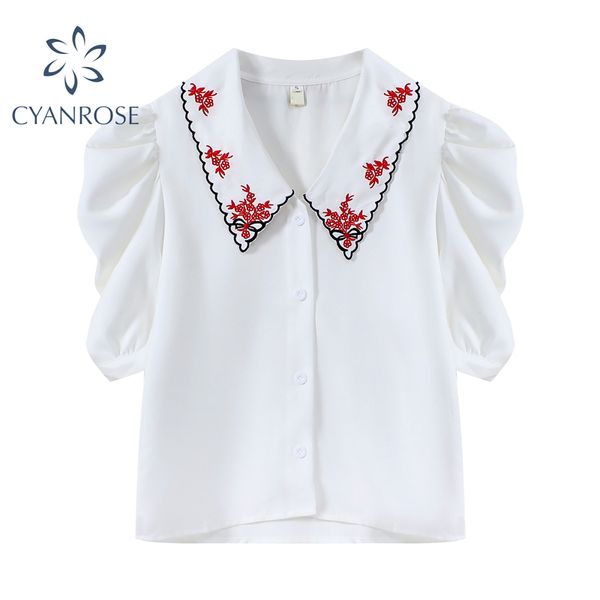 vintage floral embroidery white blouse women chic elegant puff short sleeve shirt summer new korean style ol buttons blusas 210417
vintage floral embroidery white blouse women chic elegant puff short sleeve shirt summer new korean style ol buttons blusas 210417