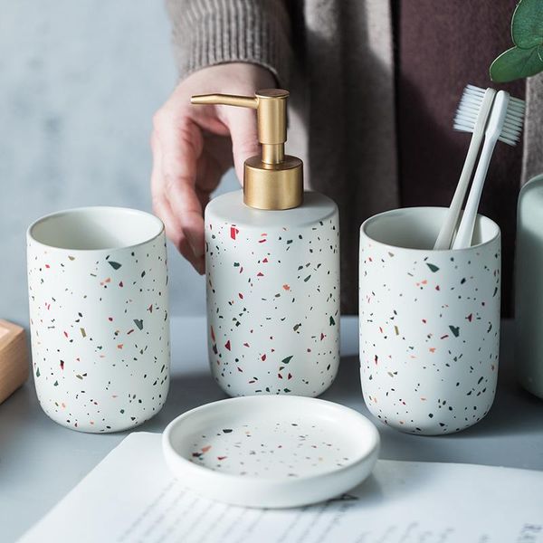 european-style ceramic bathroom four-piece white matte household toothbrushing cup lotion bottle soap dish set supplies bath accessory
european-style ceramic bathroom four-piece white matte household toothbrushing cup lotion bottle soap dish set supplies bath accessory
