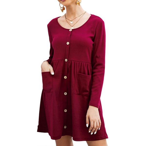 casual dresses vicabo single breasted women round neck long sleeve pockets dress above knee length loose elegant lady vestido, Black;gray
casual dresses vicabo single breasted women round neck long sleeve pockets dress above knee length loose elegant lady vestido, Black;gray