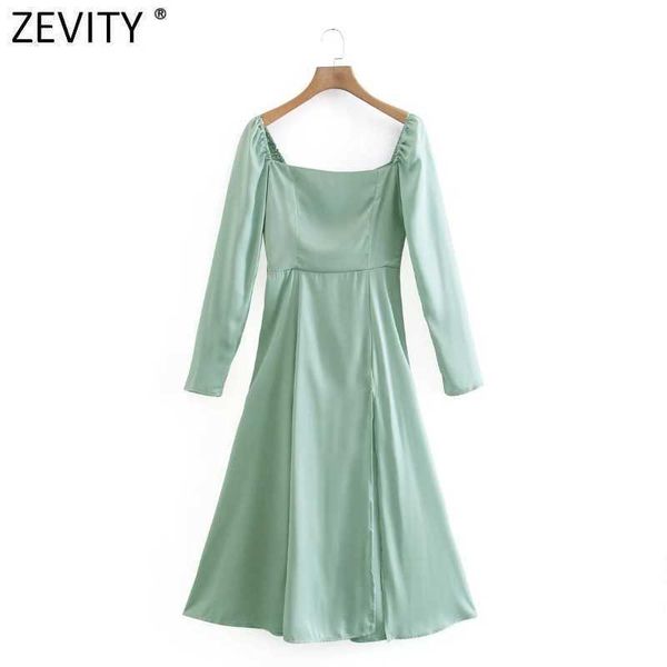 zevity women vintage square collar solid color split soft satin midi dress female chic back zipper elastic party vestido ds8192 210603, Black;gray
zevity women vintage square collar solid color split soft satin midi dress female chic back zipper elastic party vestido ds8192 210603, Black;gray
