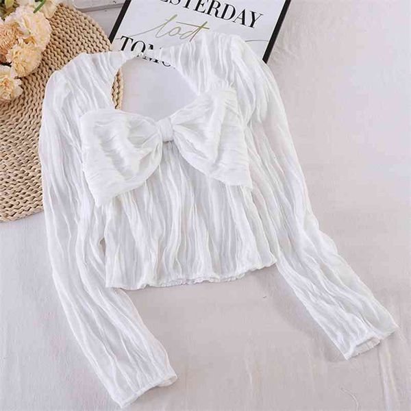 bow-knot tube halter short shirt female korean version of the autumn slim and thin all-match solid color gx1134 210507, White
bow-knot tube halter short shirt female korean version of the autumn slim and thin all-match solid color gx1134 210507, White