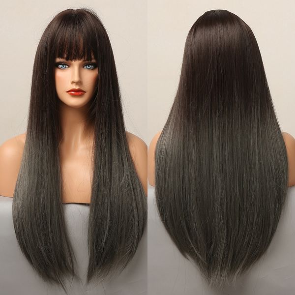 ombre black dark gray green synthetic wigs with bang long silky straight wigs for women cosplay daily use heat resistant fiber
ombre black dark gray green synthetic wigs with bang long silky straight wigs for women cosplay daily use heat resistant fiber