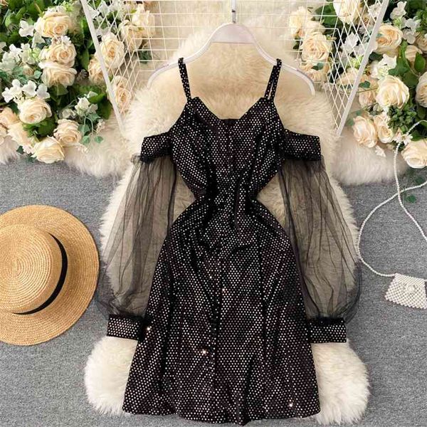 women autumn and winter fashion mesh long sleeve stitching retro velvet a-line dress lady elegant clothes vestidos p941 210527, Black;gray
women autumn and winter fashion mesh long sleeve stitching retro velvet a-line dress lady elegant clothes vestidos p941 210527, Black;gray