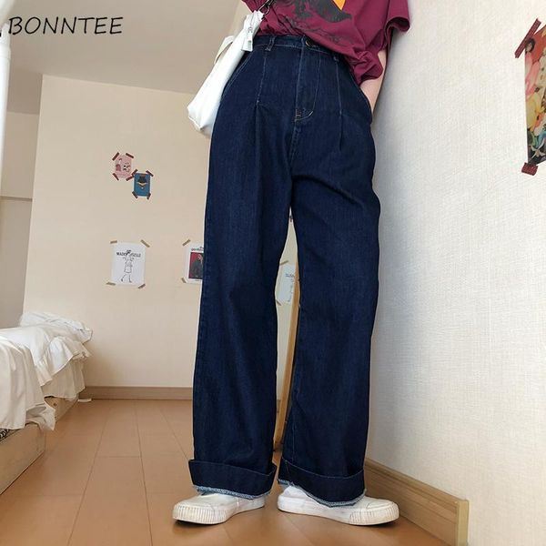 women's jeans women wide leg minimalist bf style denim vintage high waist college street stylish baggy all-match ins trousers, Blue
women's jeans women wide leg minimalist bf style denim vintage high waist college street stylish baggy all-match ins trousers, Blue