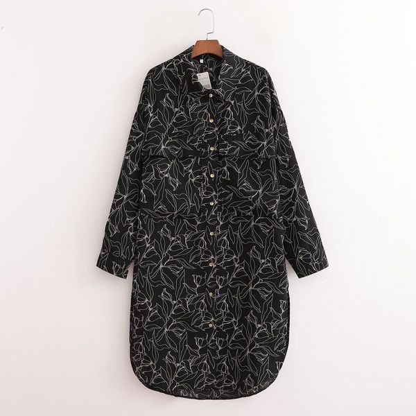 women printed dress oversized shirt-style long sleeves midi casual fashion elegant loose chic woman es 210420, Black;gray
women printed dress oversized shirt-style long sleeves midi casual fashion elegant loose chic woman es 210420, Black;gray