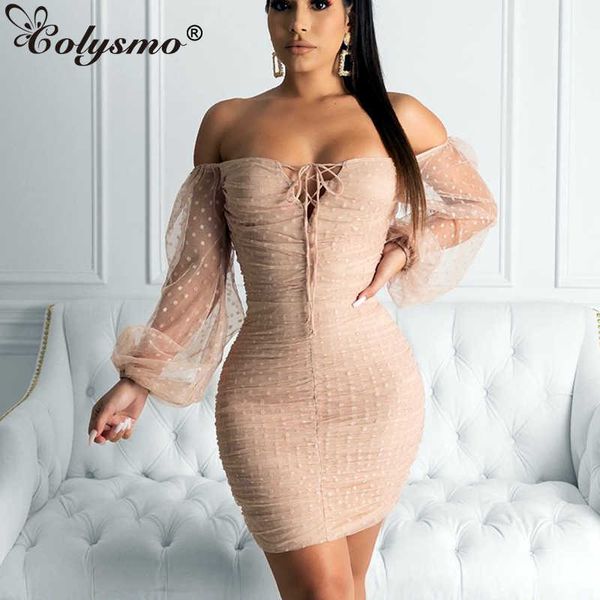 colysmo mesh dress polka dot lace up ruched party women long lantern sleeve off shoulder summer es vestidos 210527, Black;gray
colysmo mesh dress polka dot lace up ruched party women long lantern sleeve off shoulder summer es vestidos 210527, Black;gray