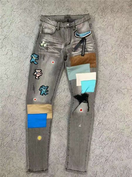 mens jeans luxurys designer casual embroidery vintage patchwork pants classic applique fashion holes motorcycle biker skinny trousers, Blue
mens jeans luxurys designer casual embroidery vintage patchwork pants classic applique fashion holes motorcycle biker skinny trousers, Blue