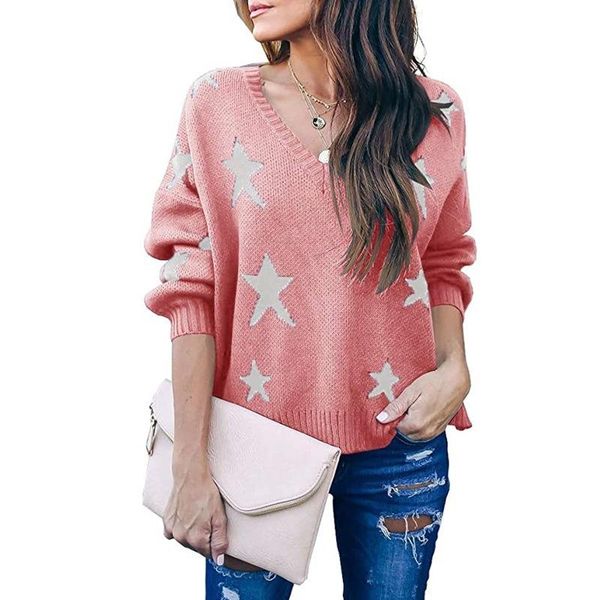 women's sweaters v neck stars printed knitted autumn winter thick long sleeve loose knitwear pullover coats wdc6315, White;black
women's sweaters v neck stars printed knitted autumn winter thick long sleeve loose knitwear pullover coats wdc6315, White;black