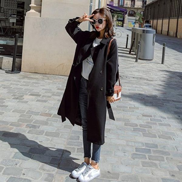 women's trench coats women coat sashes long casual pockets double breasted outerwear korean female black office manteau, Tan;black
women's trench coats women coat sashes long casual pockets double breasted outerwear korean female black office manteau, Tan;black