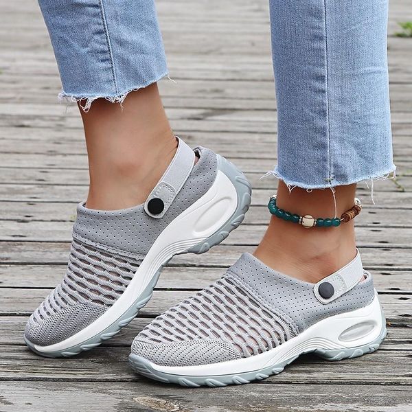 sandals mesh knitted women's thick-soled increased summer outdoor non-slip walking slippers comfortable casual shoes, Black
sandals mesh knitted women's thick-soled increased summer outdoor non-slip walking slippers comfortable casual shoes, Black