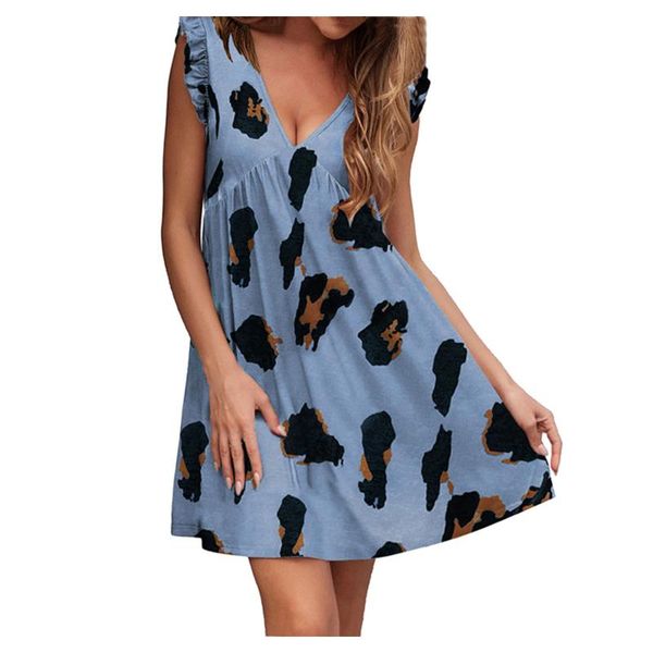casual dresses leopard print for women ruffle sleeveless v neck summer dress sukienka zbiornika party robe femme, Black;gray
casual dresses leopard print for women ruffle sleeveless v neck summer dress sukienka zbiornika party robe femme, Black;gray