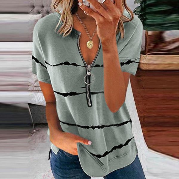 women's blouses & shirts pure color stripe pullover blouse women zipper short sleeves casual ladies elegant blusa feminina #g2, White
women's blouses & shirts pure color stripe pullover blouse women zipper short sleeves casual ladies elegant blusa feminina #g2, White