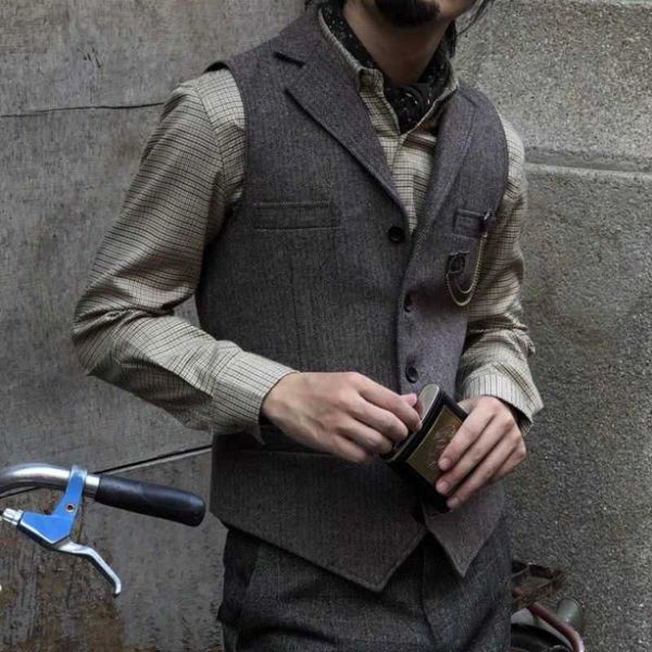 men's vests tweed herringbone suit vest retro trend sleeveless male steampunk waistcoat chaleco hombre, Black;white
men's vests tweed herringbone suit vest retro trend sleeveless male steampunk waistcoat chaleco hombre, Black;white