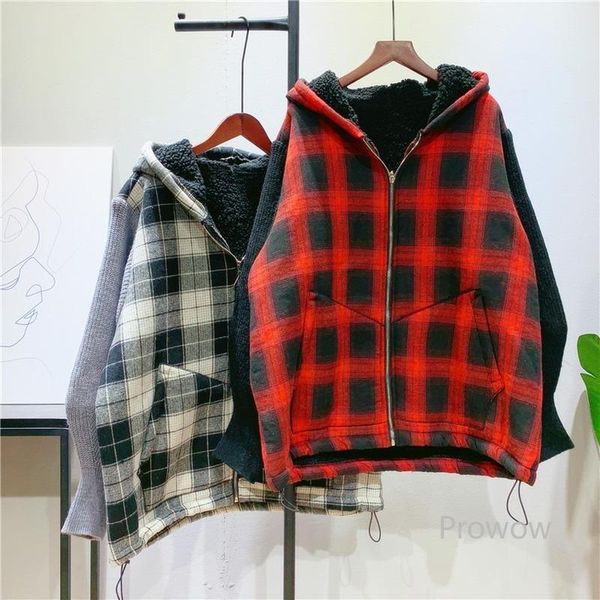 women's jackets retro plaid coats and women thickened fleece padded coat fall winter hooded jacket korean loose cardigan, Black;brown
women's jackets retro plaid coats and women thickened fleece padded coat fall winter hooded jacket korean loose cardigan, Black;brown