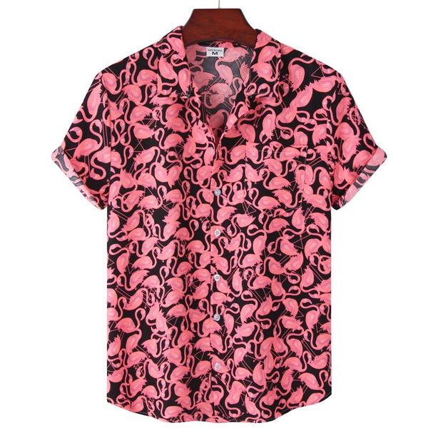 men's casual shirts black flamingo men short sleeve print mens aloha shirt beach holiday hawaiian camisas summer brand cosy camisa, White;black
men's casual shirts black flamingo men short sleeve print mens aloha shirt beach holiday hawaiian camisas summer brand cosy camisa, White;black