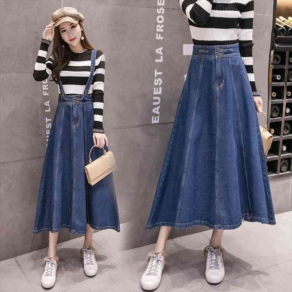 plus size s-3xl denim strap womens skirts elegant spring a line korean high waist jeans long fashion blue faldas, Black
plus size s-3xl denim strap womens skirts elegant spring a line korean high waist jeans long fashion blue faldas, Black