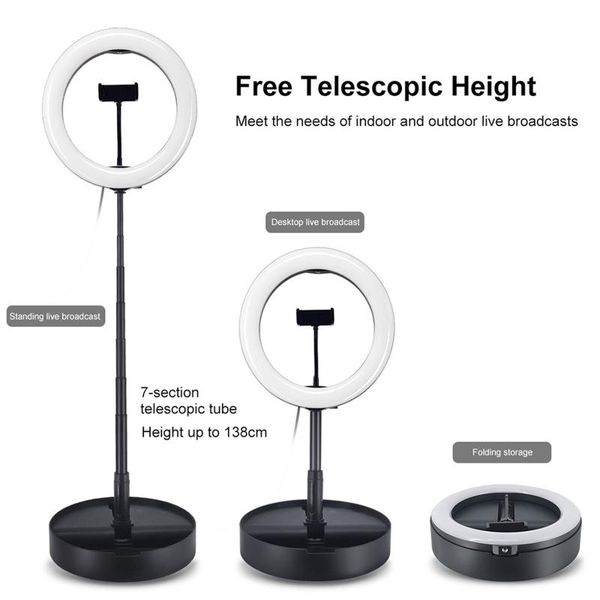 real-time folding retractable led ring light's light brightness remote control three color temperatures 26cm cell phone mounts & holder
real-time folding retractable led ring light's light brightness remote control three color temperatures 26cm cell phone mounts & holder