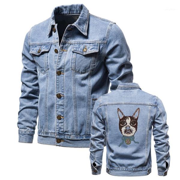 men's jackets mens cotton denim quality jacket dog print solid color men autumn slim fit lapel single breasted jeans, Black;brown
men's jackets mens cotton denim quality jacket dog print solid color men autumn slim fit lapel single breasted jeans, Black;brown