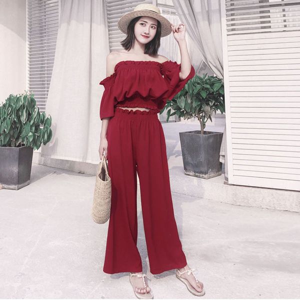 women's two piece pants summer dress with shoulder to show, chiffon beach skirt, high waist, pants, broad-legged two-piece suit, wq1k, White
women's two piece pants summer dress with shoulder to show, chiffon beach skirt, high waist, pants, broad-legged two-piece suit, wq1k, White