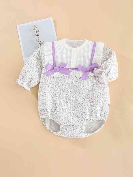 peninsula baby ditsy floral tie front bodysuit she, Blue